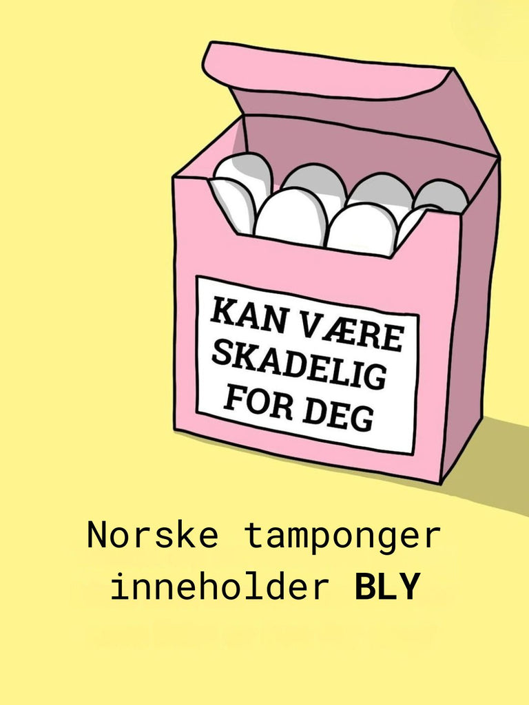 Bilde av tamponger med teksten; kan være skadelig for deg. Underoverskrift som sier at norske tamponger inneholder bly. Dette etter funn av VG