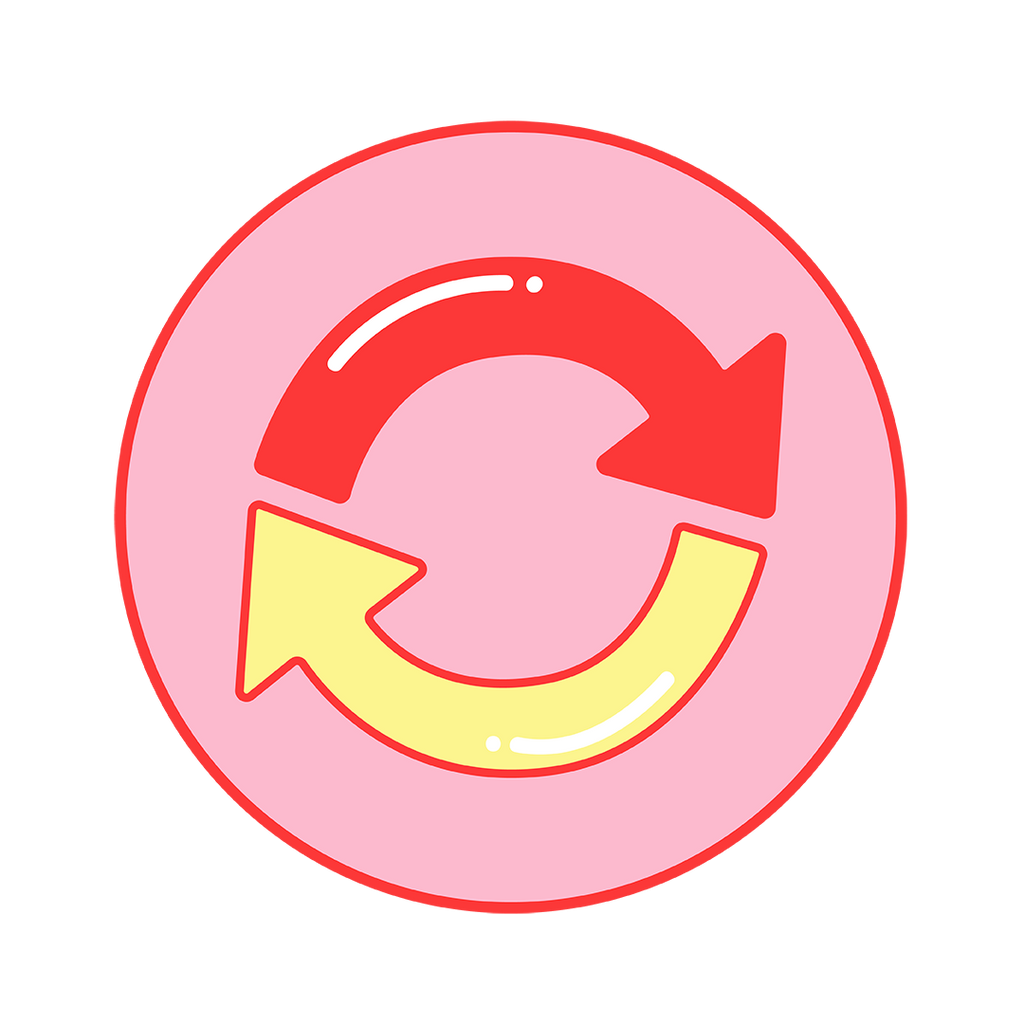 Symbol for gjenbruk i Flove farger